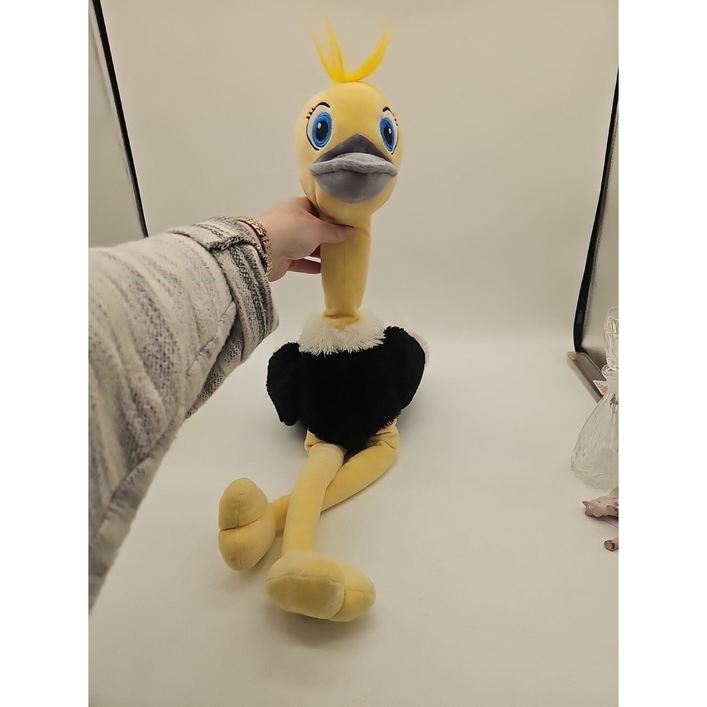 Stuffed Ostrich Toy 20 in Yellow Black White Bird Animal Plush Soft Toy Six Flag